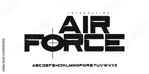 Canvastavla Air Force: A futuristic tactical geometric display font with technical machined horizontal slits