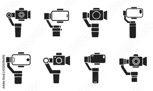 Photos Professional gimbal stabilizer icons for smartphones and cameras capturing smoot