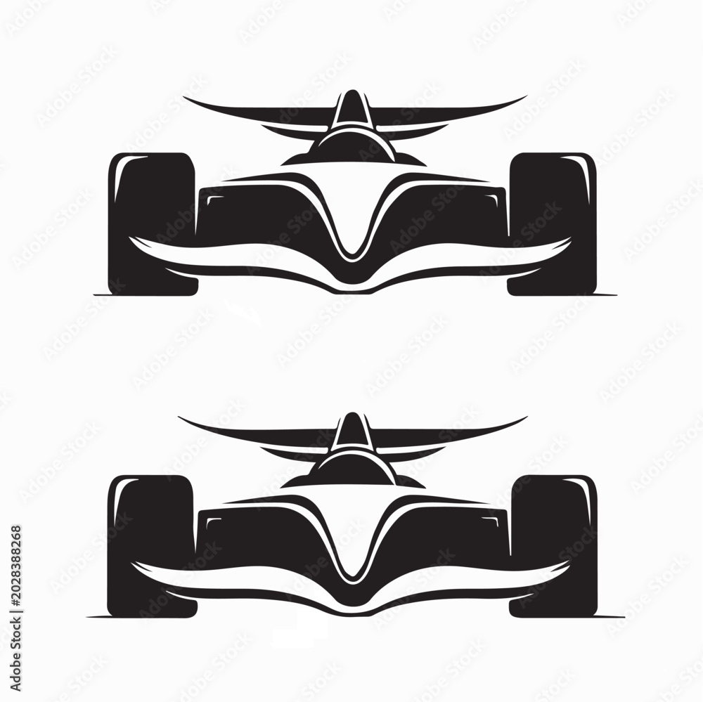 Fototapeta premium Racing Formula One Vehicle Front View Vector Illustration Sport Logo Concept