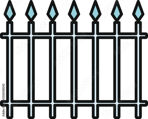 Фотография Metal fence icon with pointy tops symbolizing security, barrier, and protection