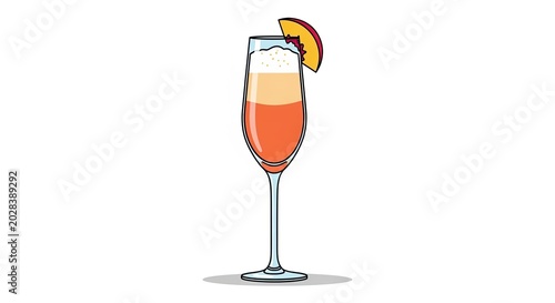 Elegant Champagne Toast in a Sleek Fluted Glass with Orange Garnish.