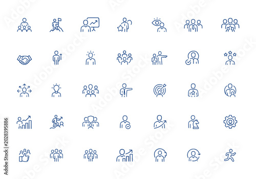 Konstfotografi Business leadership and teamwork icons with editable stroke, success concepts, vector illustration for corporate, management, strategy, motivation, organization, career growth and more