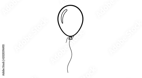 Simple outline of a balloon with a string on a white background