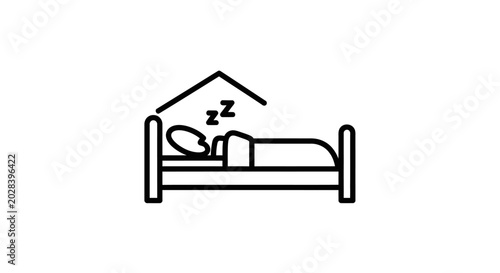 Sleeping person in bed icon isolated on white background