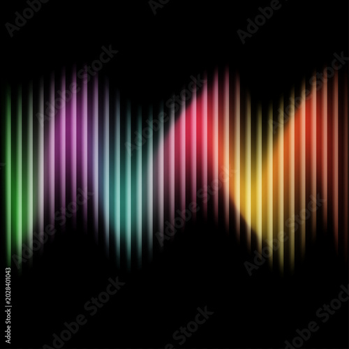 Colorful Neon Sound Wave Equalizer with Digital Audio Pulse Technology Background.