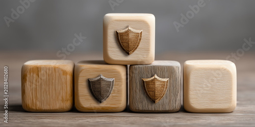Strategic Property Investment Risk Management Concept Featuring Protective Security Shield Business Visualization Elements