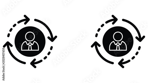 Bild auf Leinwand Professional businessman profile icon with rotating arrows in vector set