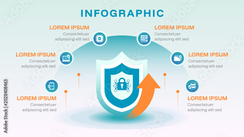 6 Point Cybersecurity Infographic Data Protection Shield