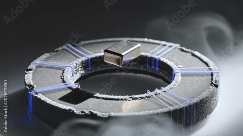Meissner effect levitating neodymium magnet above liquid nitrogen cooled YBCO superconductor with visible field expulsion physics