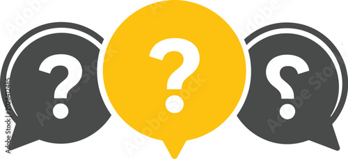 Fotografie Question mark chat bubbles for confusion and inquiry in digital communication de