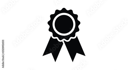 Slika na platnu Award ribbon with circular center black silhouette