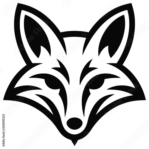 Black Tribal Fox Head Vector Silhouette Icon Mascot Design