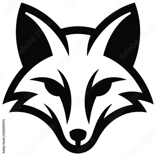 Black Tribal Fox Head Silhouette Vector Illustration Design