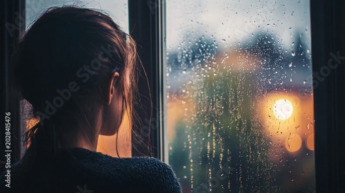 A person staring out a rainy window reflecting on a moment of bitterness