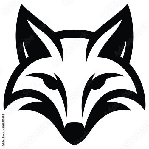Quadro em tela Black Tribal Wolf Head Tattoo Vector Illustration