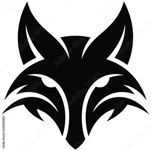 Black Tribal Wolf Head Tattoo Design with Wings Vector Illustration