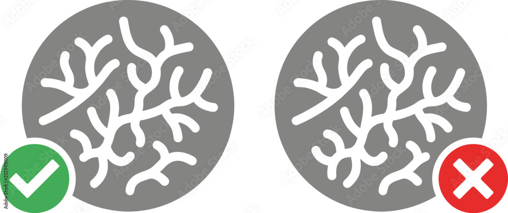 Obraz premium Correct and incorrect snowflake icons for approved and rejected status in web design