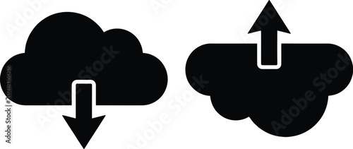 Tableau sur toile Cloud data transfer icons for upload and download processes