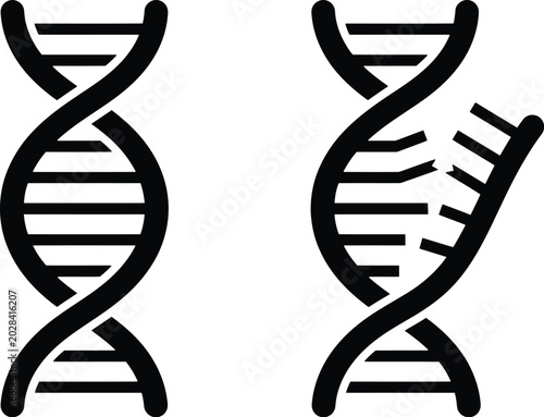Photography DNA double helix icons for biology and genetics illustration