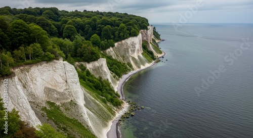 White chalk cliffs of Rugen with dense forest cover