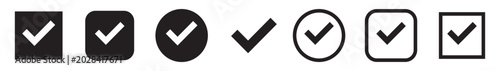 check mark icon set blue green tick symbol approval success validation button minimal design vector