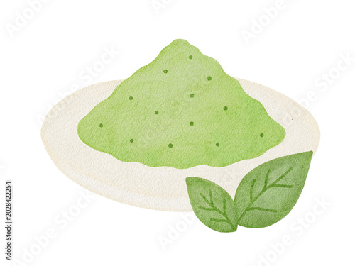 Cuadro en lienzo Matcha Powder on Plate Illustration
