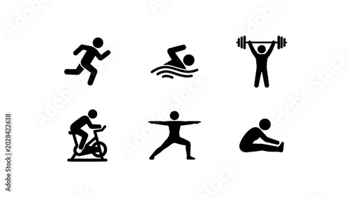 Active lifestyle and fitness icons for gym and training projects.