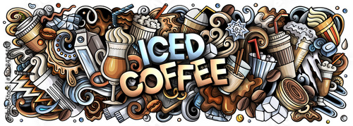 Iced Coffee doodle cartoon funny illustration