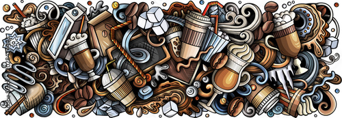 Iced Coffee doodle cartoon illustration