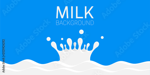 Minimal milk splashes with droplets background vector illustration, flat design