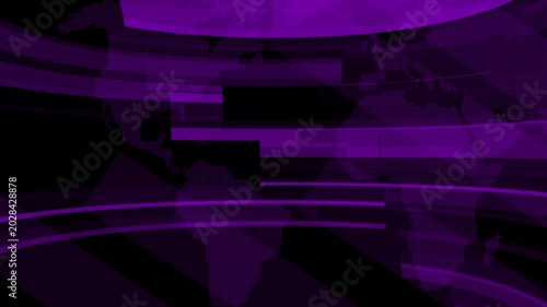 Digital news broadcast background, with purple abstract, motion and global, data network