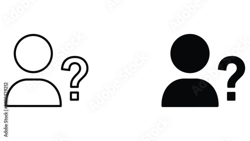 Foto User silhouette with question mark icon for help and support sections