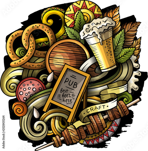 Oktoberfest doodle cartoon illustration 