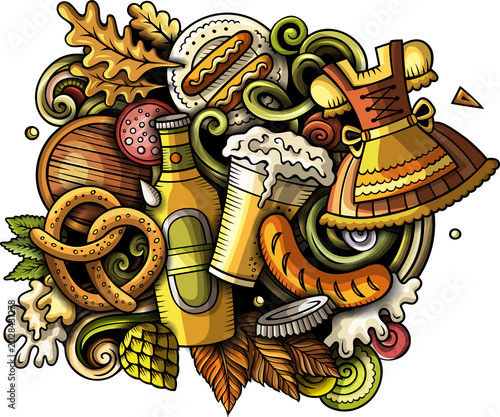 Oktoberfest doodle cartoon illustration 