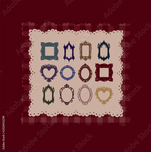 Coquette Gothic Decorative Frames Clipart Collection