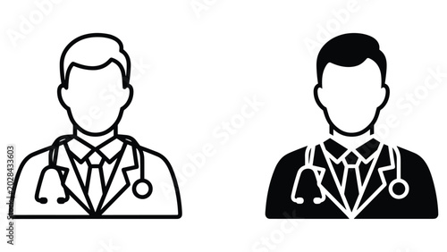 Professional doctor avatar with stethoscope vector icon set