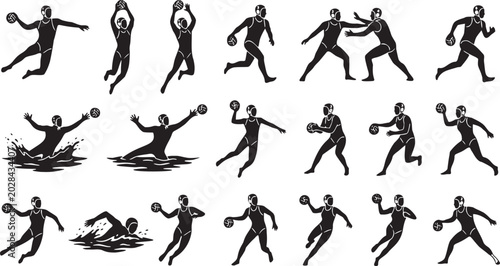 Foto Water Polo Silhouette Icon Sheet.