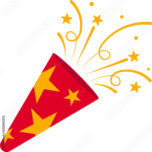 Red Party Popper With Stars