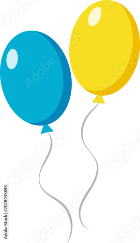Two Blue and Yellow Balloons