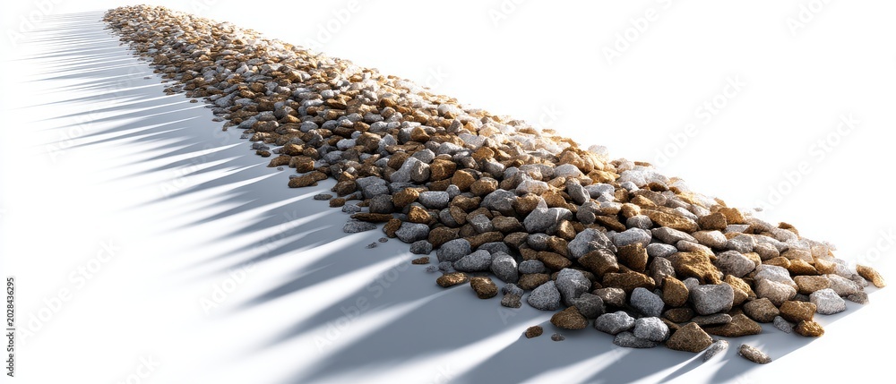 Obraz premium Diagonal pile of pebbles on white background