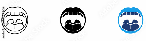 Photography Open Mouth Dental Examination Outline Icons.