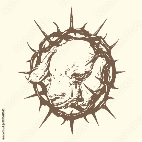 Foto Lamb of god crown of thorns illustration with sacrifice religion christianity sp