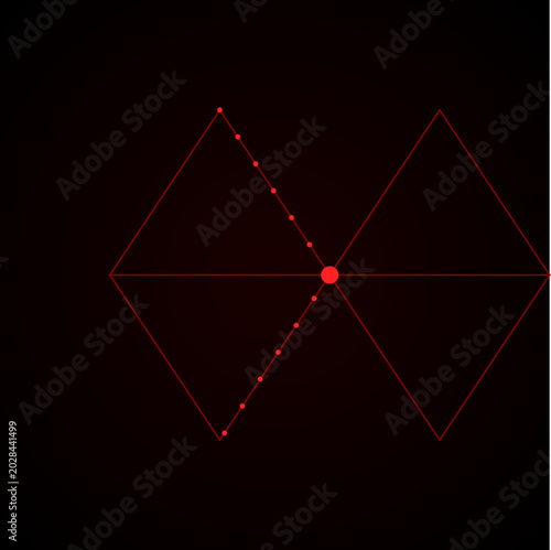 Photos Abstract red geometric triangle tessellation with linear dots on dark background