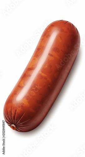 Glossy, seasoned sausage bathed in soft, natural light, showcasing rich texture and deep crimson hues.