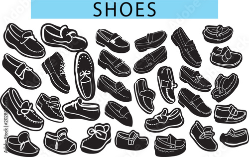 Set of Shoes vector background