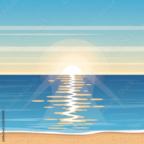 Radiant Sunrise Over Azure Waters: A Coastal Canvas of Hope and Tranquility