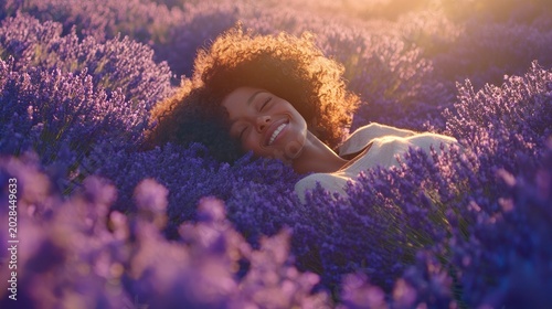 Woman in lavender field