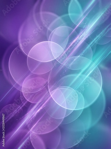 Vibrant purple and teal bokeh lights glowing across a futuristic abstract digital background