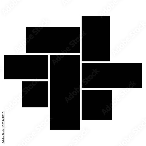 Asymmetrical 7 Photo Collage Vector. Mosaic Picture Frame Template for Album, Wall Gallery, and Creative Mockup Presentation. modern