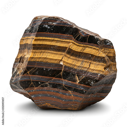 A tiger's eye gemstone isolated on white background